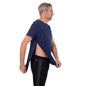 USBD Post Surgery Recovery T-Shirt Snap Open TearAway Shirt Navy Size XXL Unisex